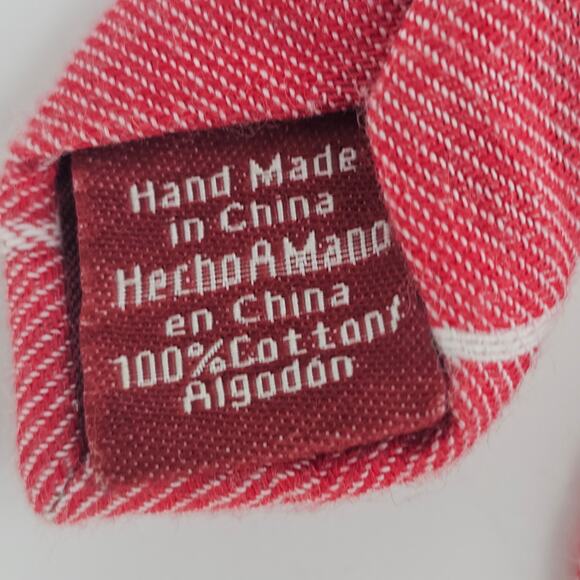 Original Penguin Skinny Colby Neck Tie Cotton Designer Plaid Argyle Red White - Picture 5 of 7